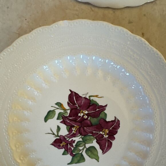Spode England 9" Set of 4 Luncheon Plates BERMUDA FLOWERS Assorted Vintage - Picture 11 of 12